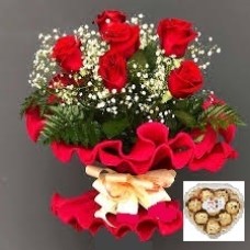 Combo 6 ITALIAN roses with Ferrero